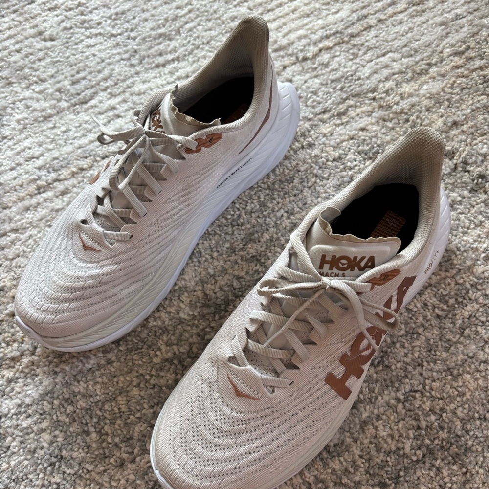 Hoka Beige Running Shoes